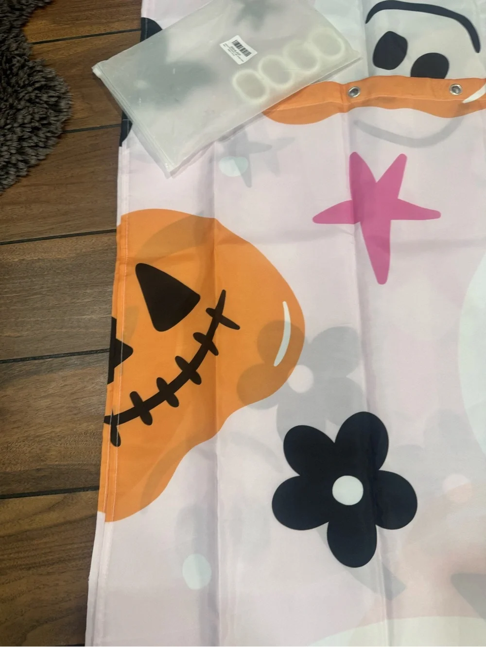 Happy Halloween Shower Curtain, Polyester Bath Decor, Cute Cartoon Ghost Pumpkin